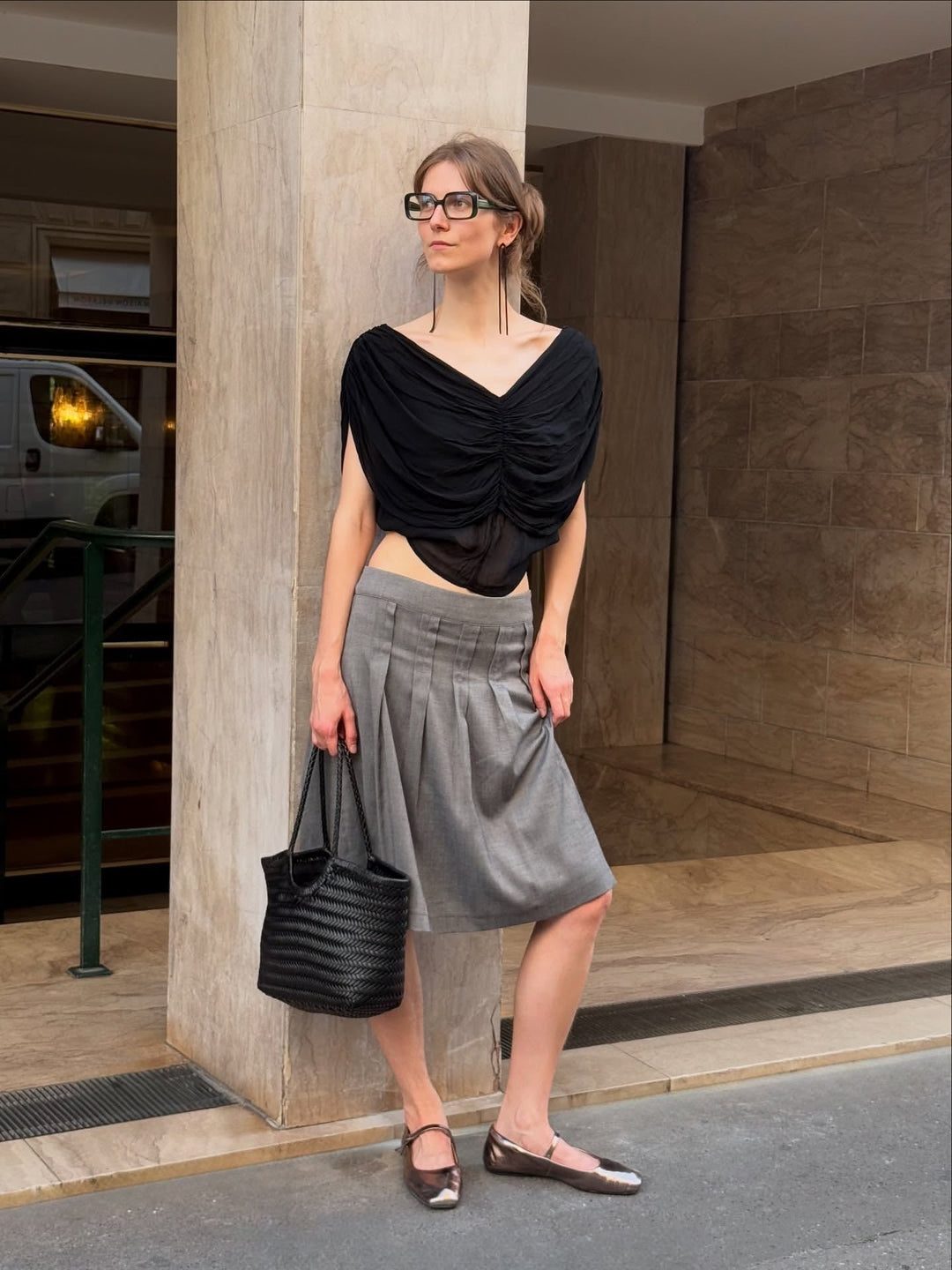 Carmel SOOK - Borsa in pelle intrecciata a mano - nero