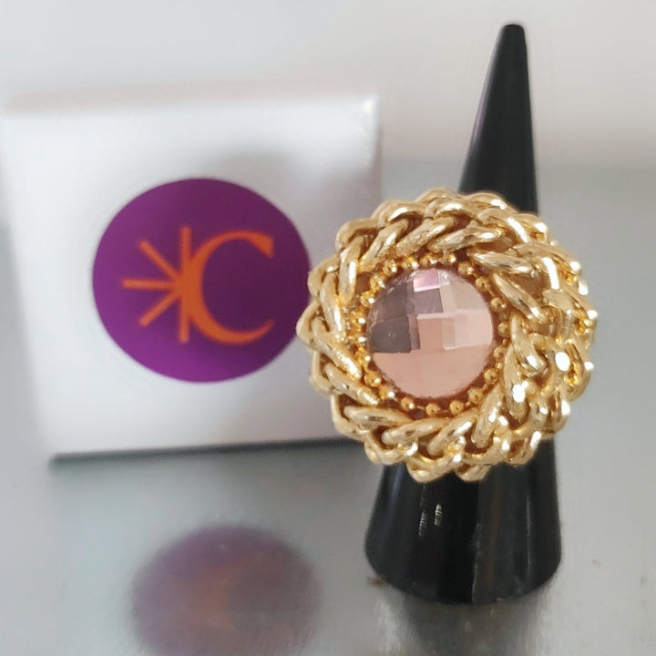 Anello Vortice Gold Shiny Pink