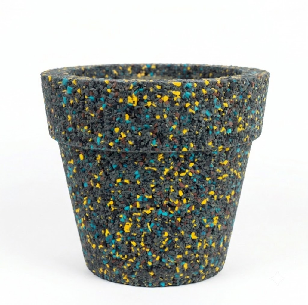 Vaso classico in gomma riciclata da pneumatici