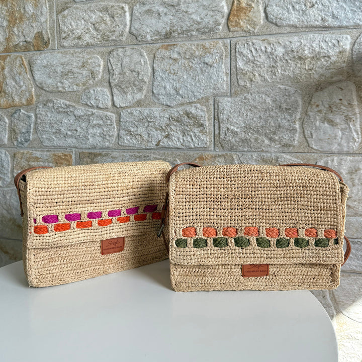 Zera - Borsa a tracolla in rafia naturale