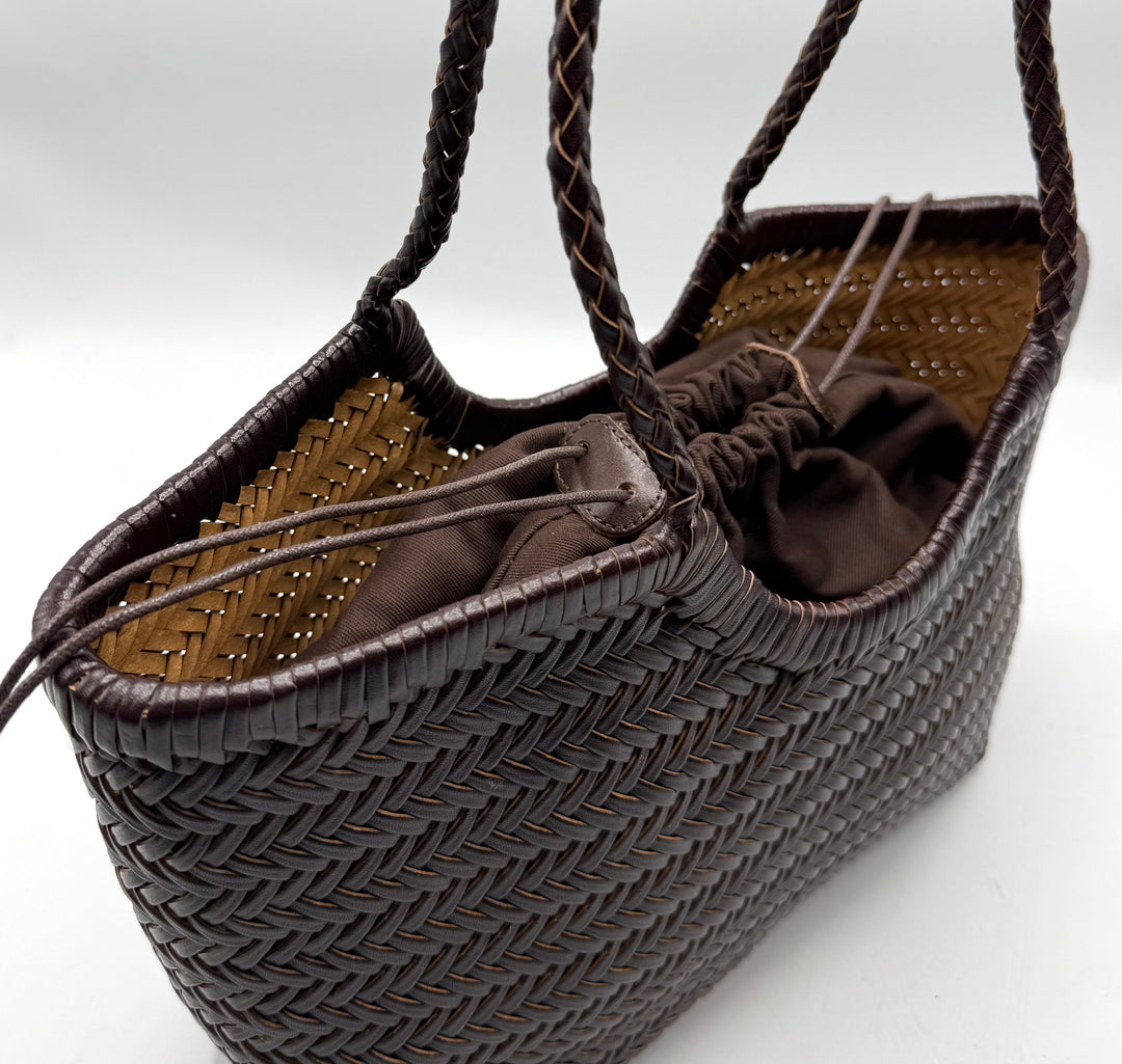Carmel SOOK - Borsa in pelle intrecciata a mano - caffè