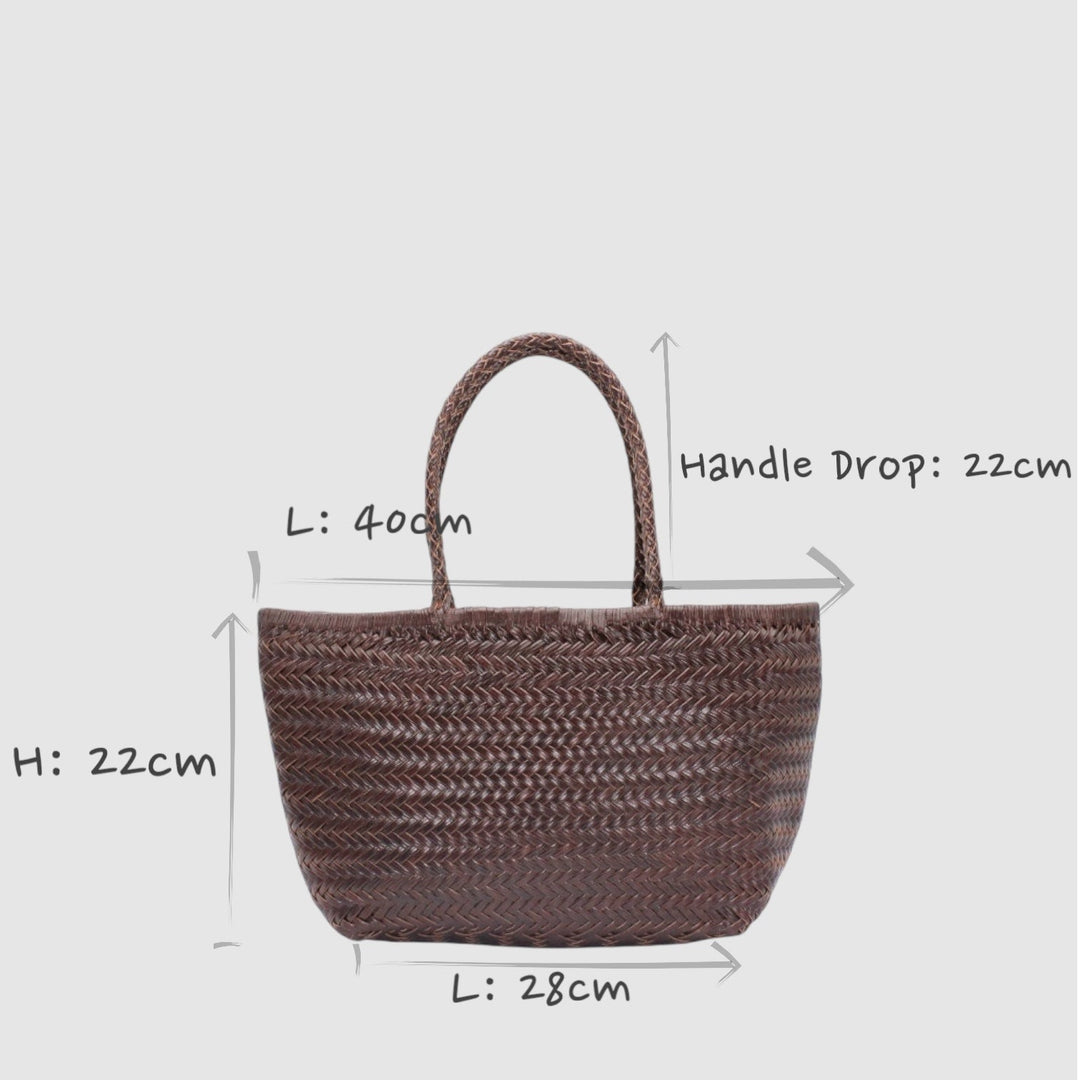 Lou SOOK - Borsa in pelle fatta a mano - caffè