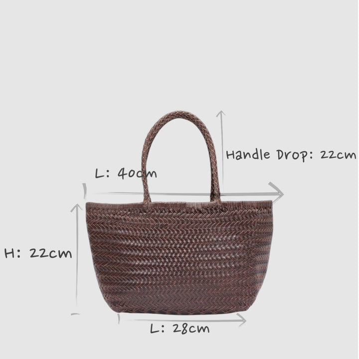 Lou SOOK - Borsa in pelle fatta a mano - caffè