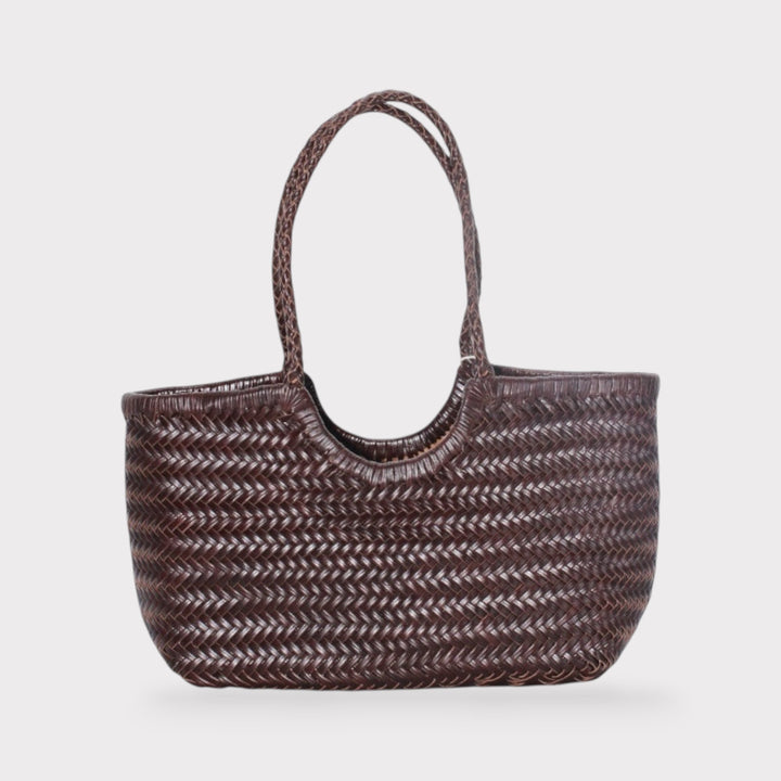 Carmel SOOK - Borsa in pelle intrecciata a mano - caffè