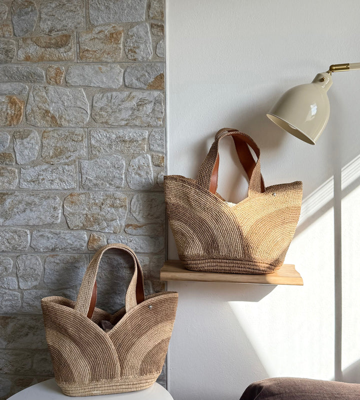 Yasmin SOOK - Borsa in rafia naturale fatta a mano - kaki
