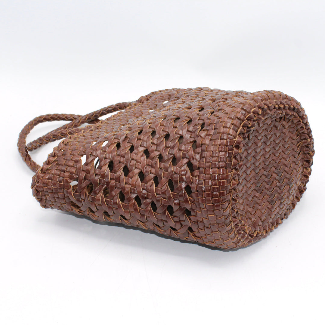 Ivy SOOK - Borsa a cestino in pelle intrecciata a mano - caffè