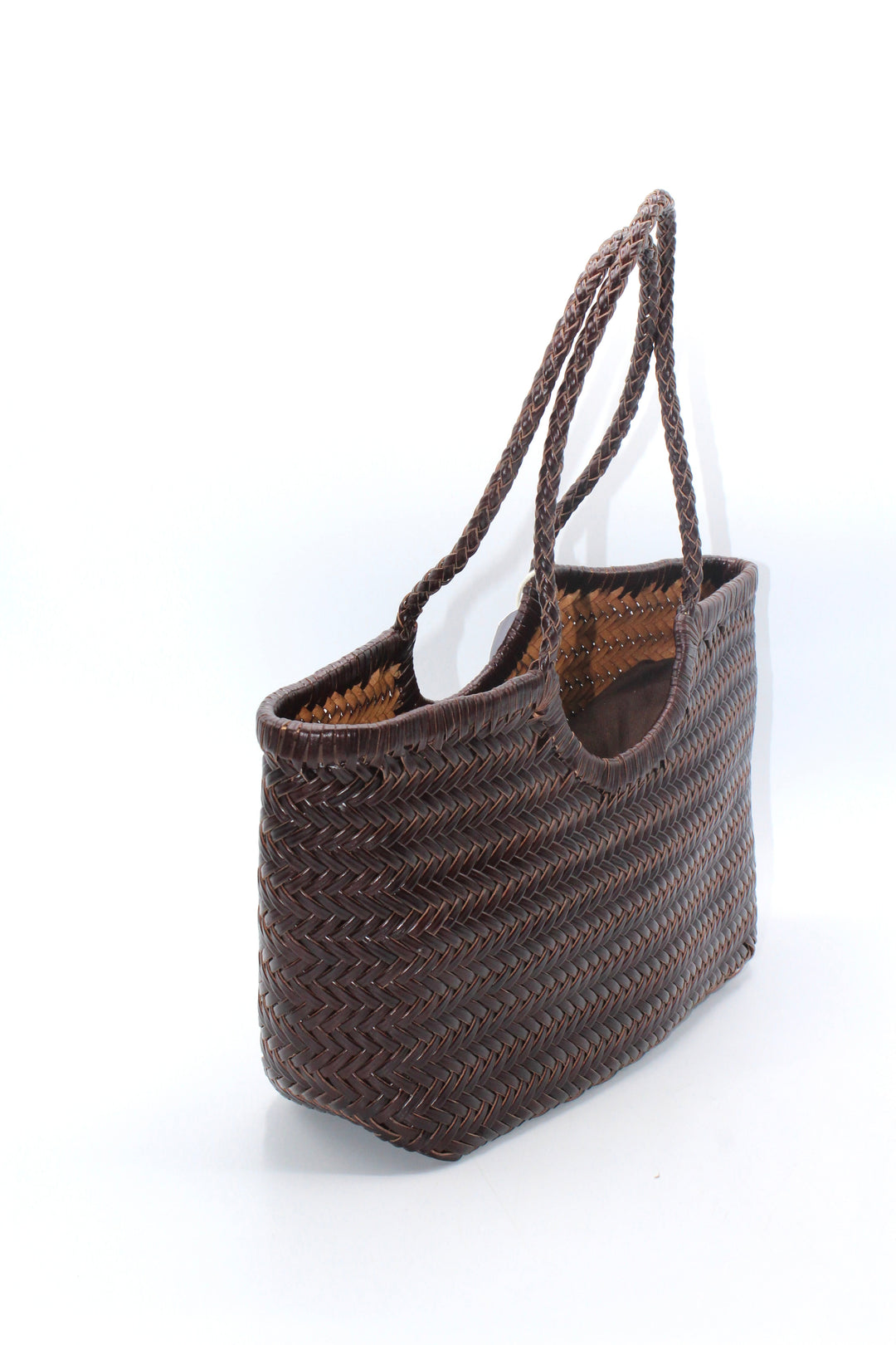 Carmel SOOK - Borsa in pelle intrecciata a mano - caffè