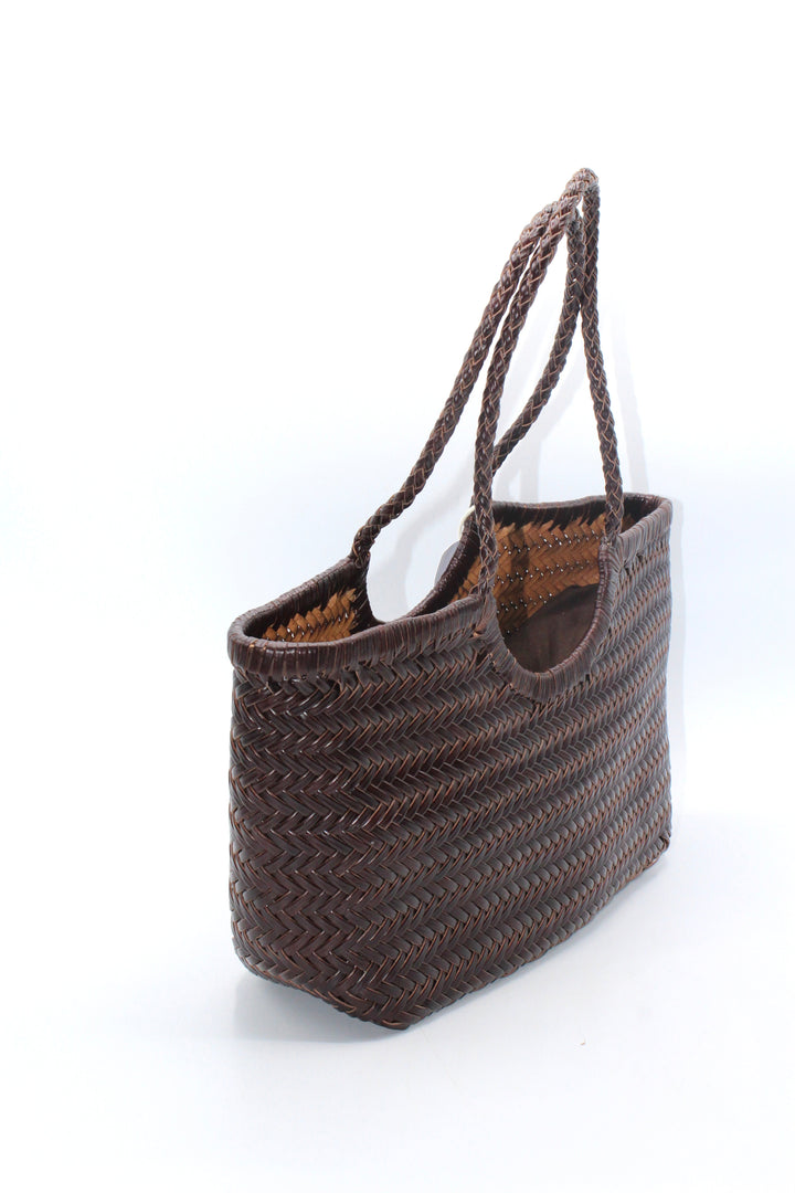 Carmel SOOK - Borsa in pelle intrecciata a mano - caffè