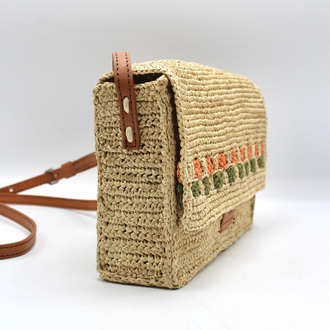 Zera - Borsa a tracolla in rafia naturale
