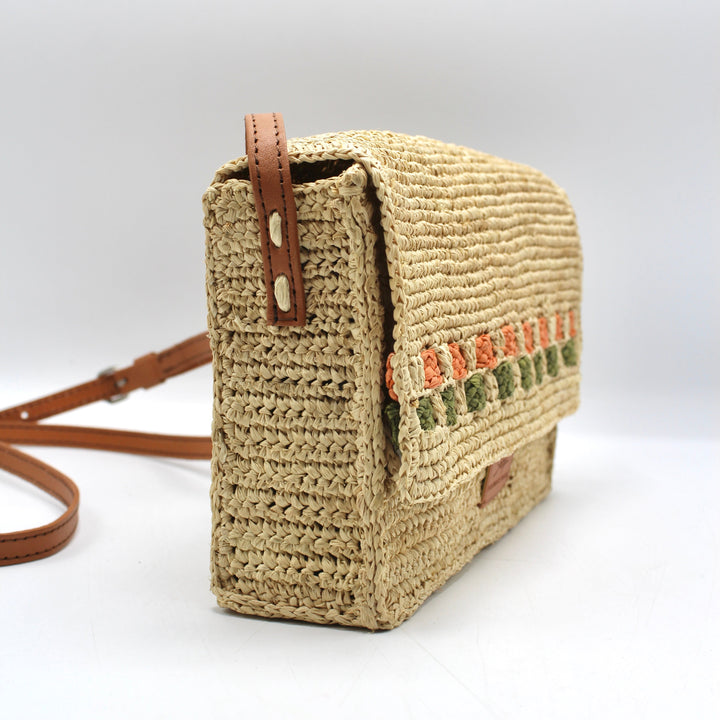 Zera - Borsa a tracolla in rafia naturale