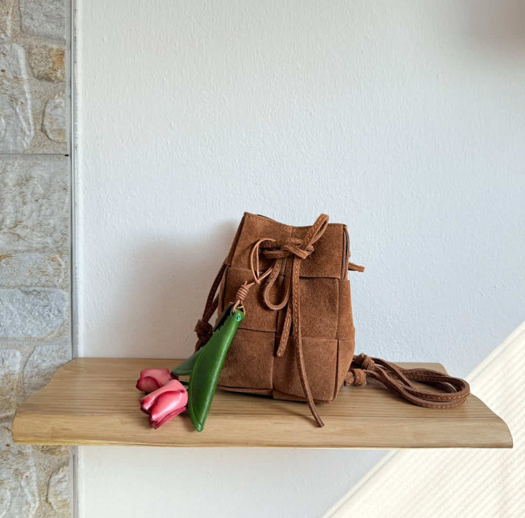 Emi SOOK - Borsa a tracolla in pelle di vitello con coulisse