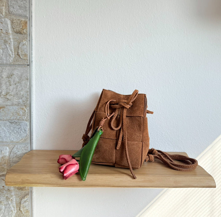 Emi SOOK - Borsa a tracolla in pelle di vitello con coulisse