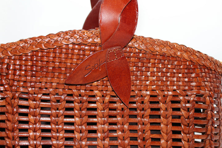 Solea SOOK - Borsa a secchiello in pelle conciata al vegetale - caramello