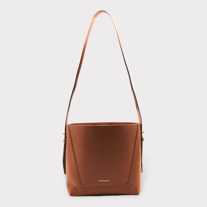 Oli SOOK - Borsa a spalla e a tracolla in pelle di mela - marrone