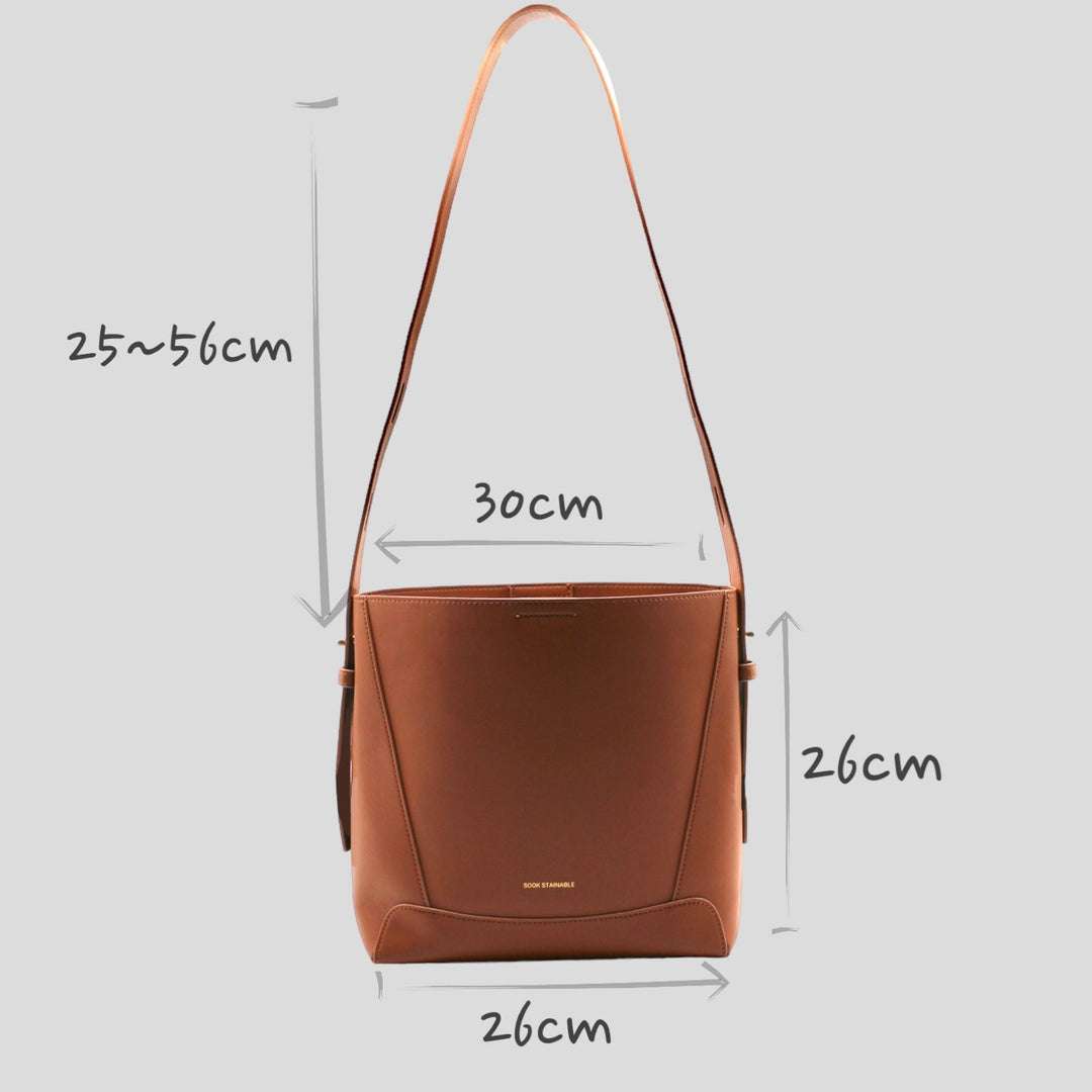 Oli SOOK - Borsa a spalla e a tracolla in pelle di mela - marrone