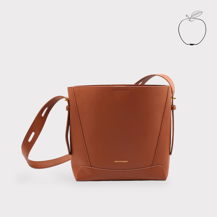 Oli SOOK - Borsa a spalla e a tracolla in pelle di mela - marrone