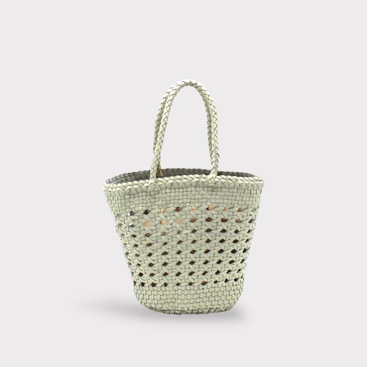 Ivy SOOK - Borsa a cestino in pelle intrecciata a mano - bianco crema