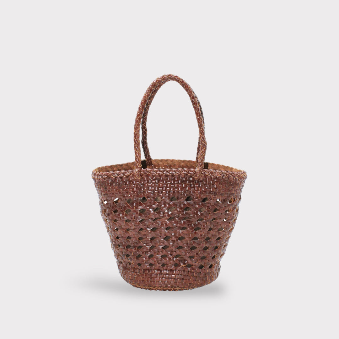 Ivy SOOK - Borsa a cestino in pelle intrecciata a mano - caffè