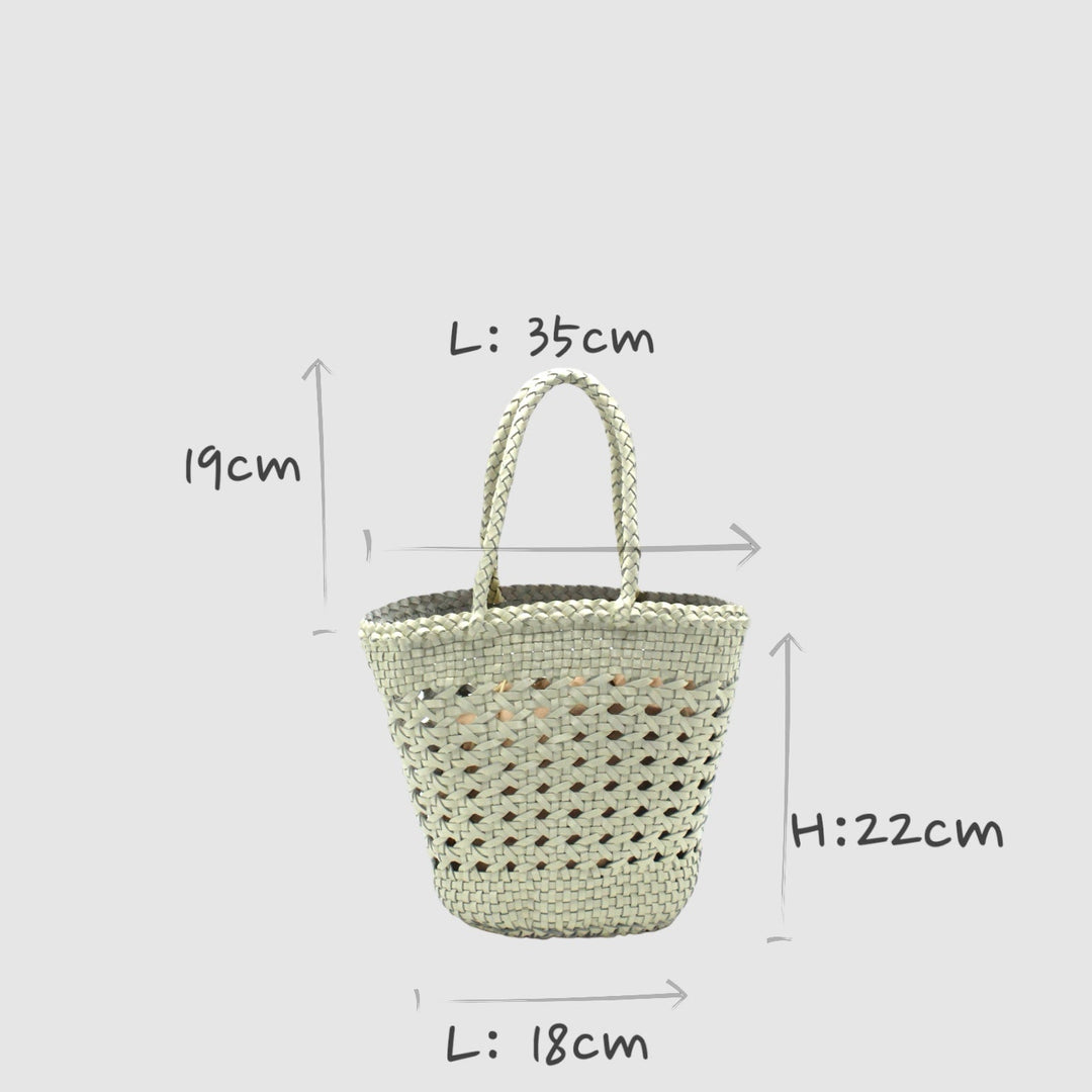 Ivy SOOK - Borsa a cestino in pelle intrecciata a mano - bianco crema