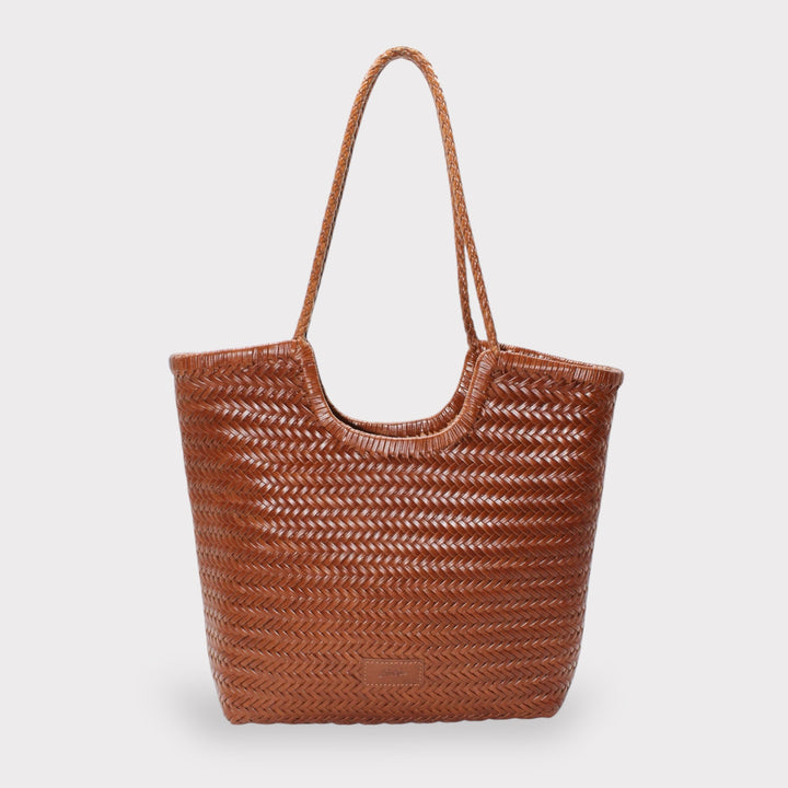 Liv SOOK - Borsa in pelle intrecciata a mano - caramello