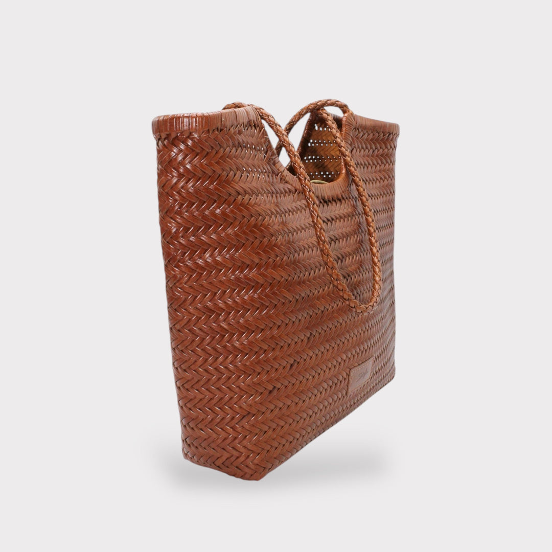 Liv SOOK - Borsa in pelle intrecciata a mano - caramello