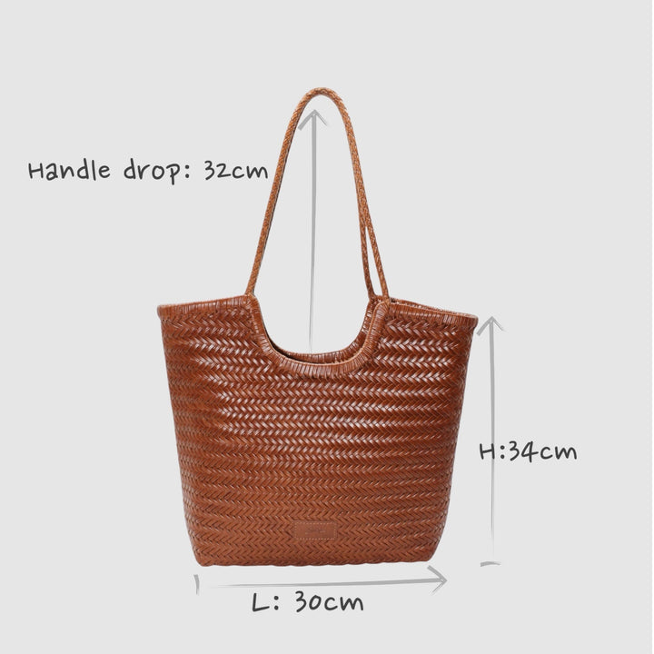 Liv SOOK - Borsa in pelle intrecciata a mano - caramello