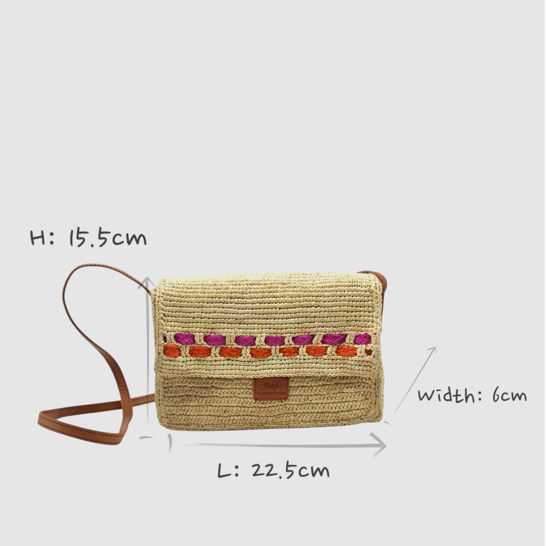 Zera - Borsa a tracolla in rafia naturale