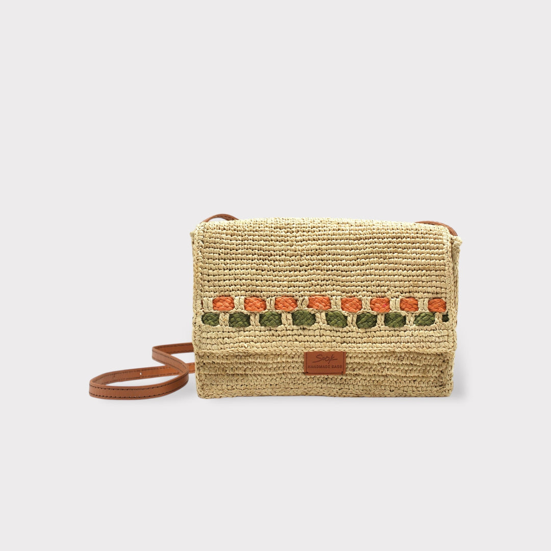 Zera - Borsa a tracolla in rafia naturale