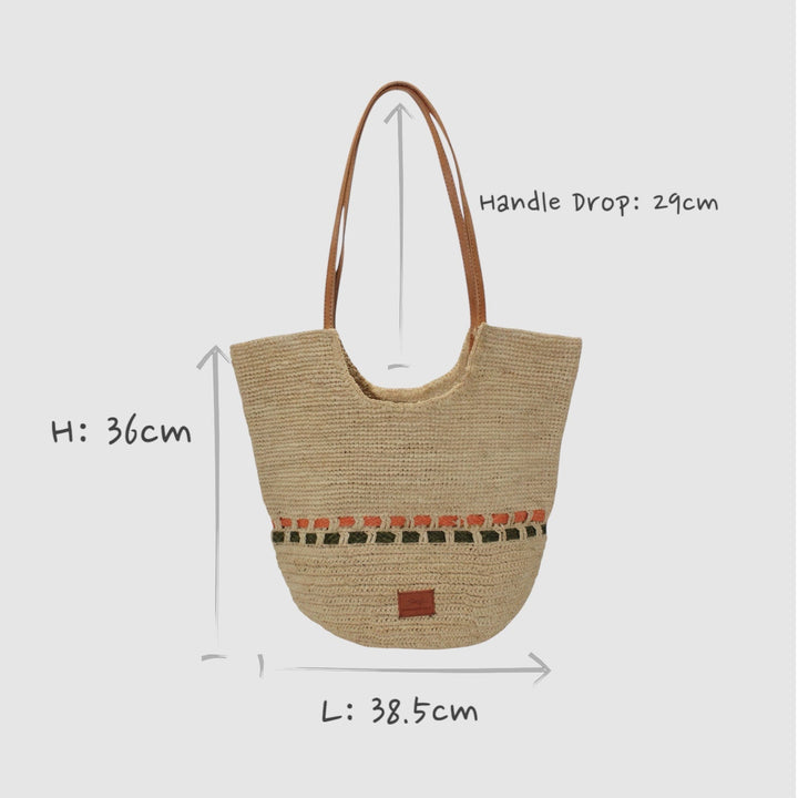 Zola SOOK - Borsa in rafia naturale fatta a mano - verde pastello e ambra