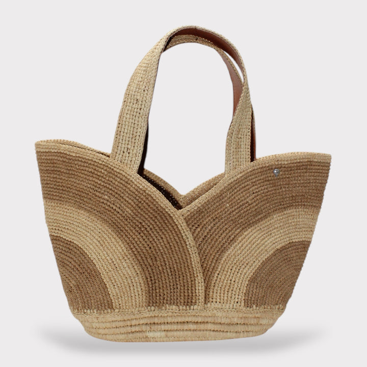 Yasmin SOOK - Borsa in rafia naturale fatta a mano - kaki