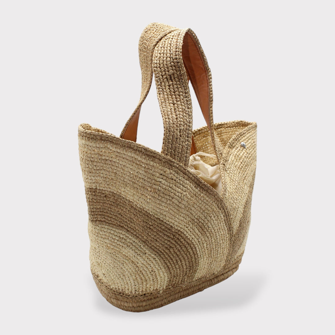 Yasmin SOOK - Borsa in rafia naturale fatta a mano - colore naturale