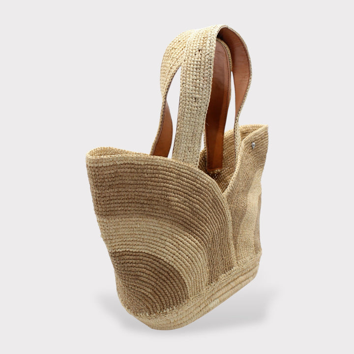 Yasmin SOOK - Borsa in rafia naturale fatta a mano - kaki