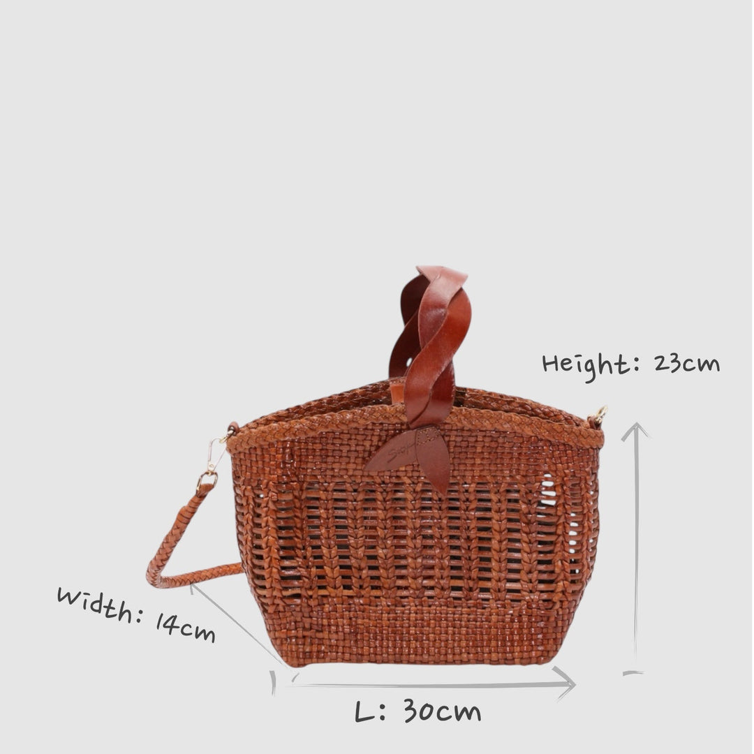 Solea SOOK - Borsa a secchiello in pelle conciata al vegetale - caramello