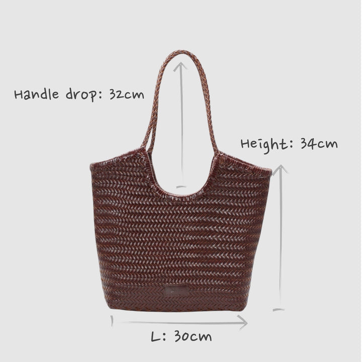 Liv SOOK - Borsa in pelle intrecciata a mano - caffè