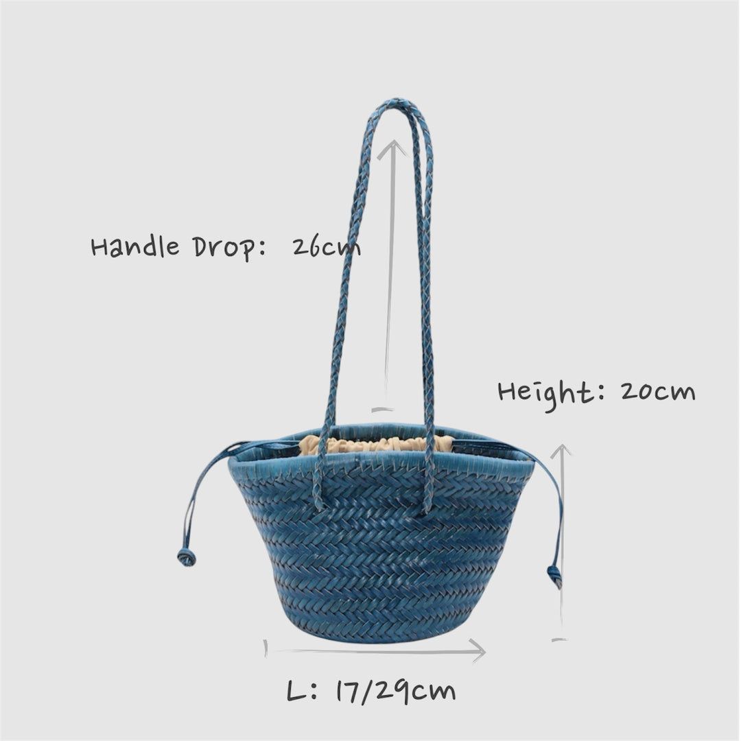 Carmel SOOK - Borsa a secchiello in pelle intrecciata a mano - blu