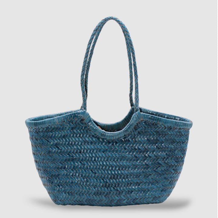 Adria SOOK - Borsa grande in pelle intrecciata a mano - blu mare