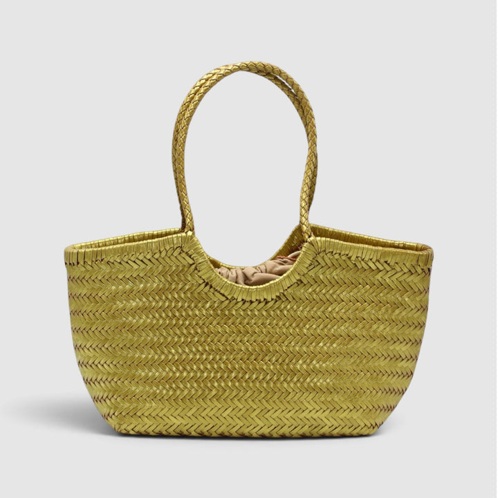 Tally SOOK - Borsa intrecciata a mano con finitura metallizzata - oro