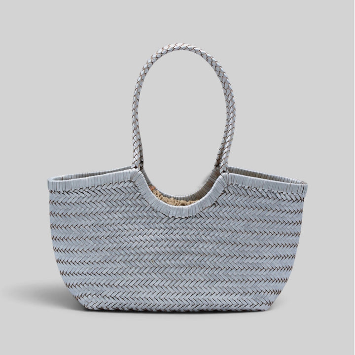 Tally SOOK - Borsa intrecciata a mano con finitura metallizzata - argento