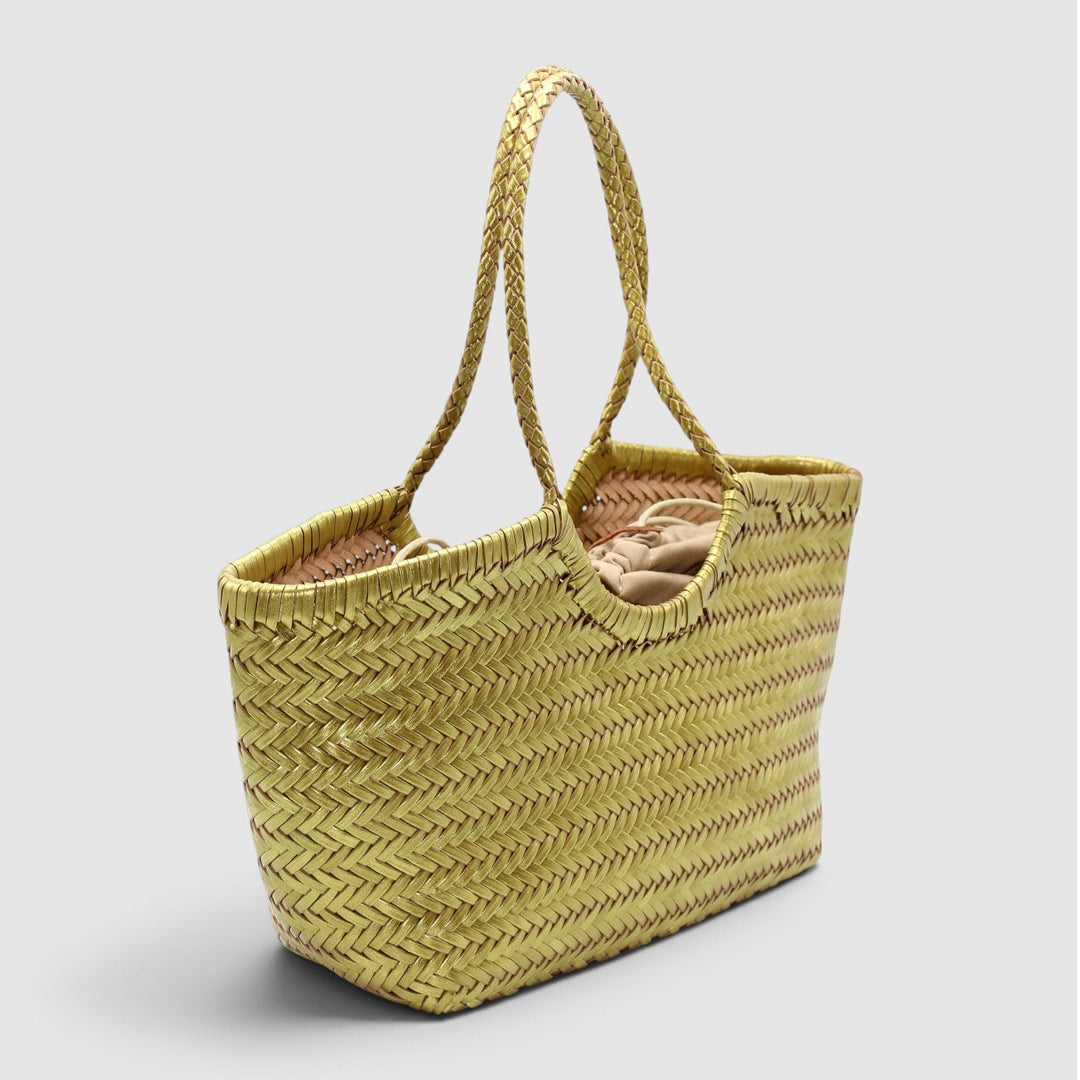 Tally SOOK - Borsa intrecciata a mano con finitura metallizzata - oro