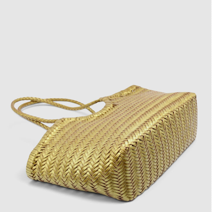 Tally SOOK - Borsa intrecciata a mano con finitura metallizzata - oro