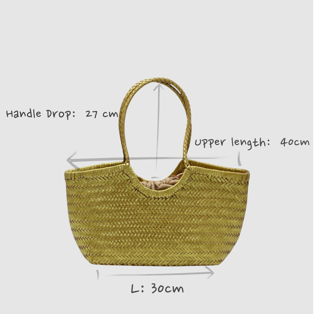 Tally SOOK - Borsa intrecciata a mano con finitura metallizzata - oro