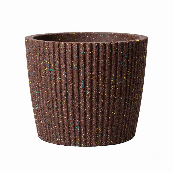 Vaso tondo scanalato in gomma riciclata da pneumatici