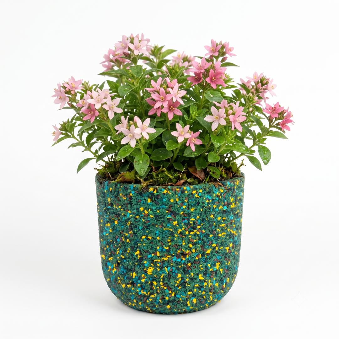 Vaso tondo scanalato in gomma riciclata da pneumatici