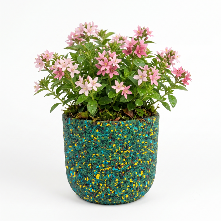 Vaso tondo scanalato in gomma riciclata da pneumatici