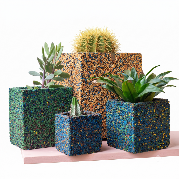 Vaso cubo in gomma riciclata da pneumatici
