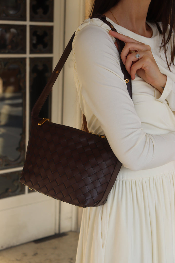 SOOK - Borsa in pelle intrecciata trasformabile in pochette