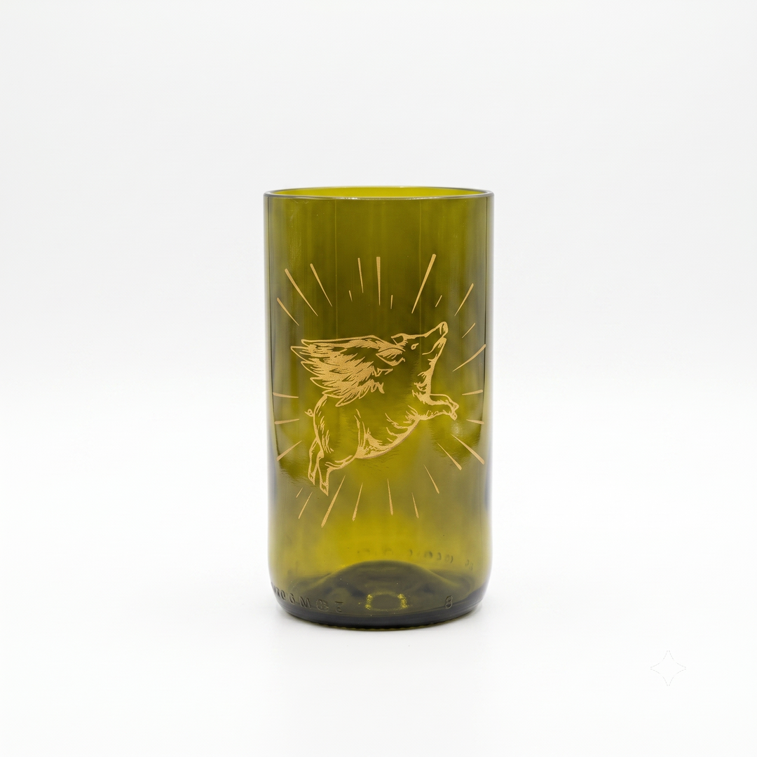 When Pigs Fly – set di 3 bicchieri in vetro recuperato da 350 ml