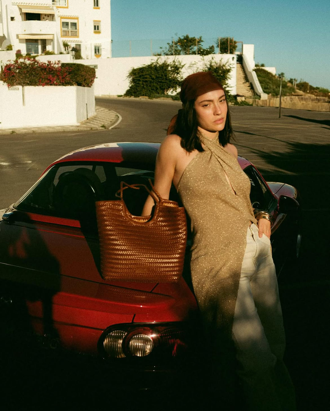 Liv SOOK - Borsa in pelle intrecciata a mano - caramello
