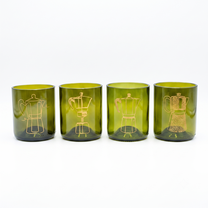 Moka – set di 4 bicchieri in vetro recuperato da 250 ml