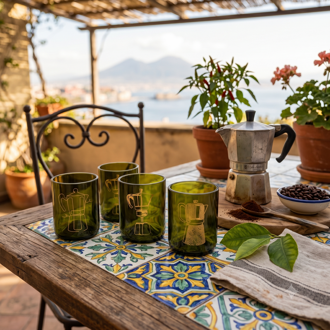 Moka – set di 4 bicchieri in vetro recuperato da 250 ml